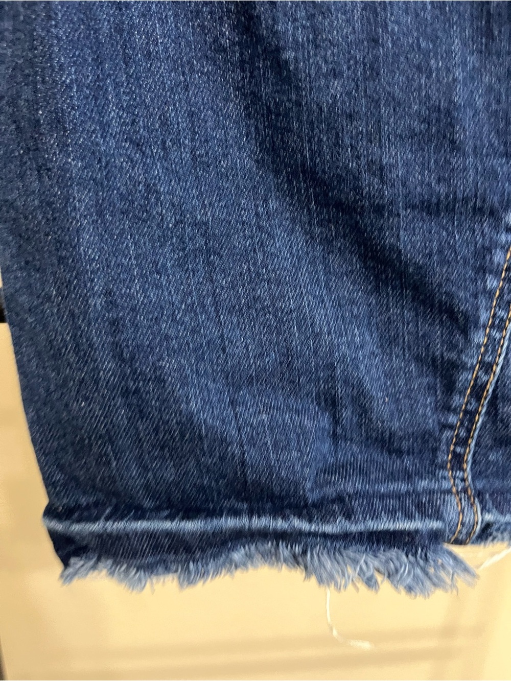 7 For All Mankind Denim Midi Skirt 27 Dark Wash Raw Hem Cotton Spandex Small S - Picture 13 of 13